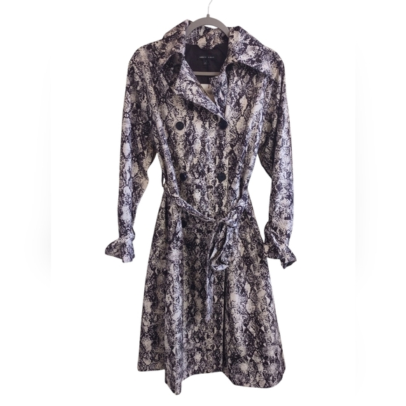 Something Navy Trench Coat Black and White Small - Picture 2 of 8